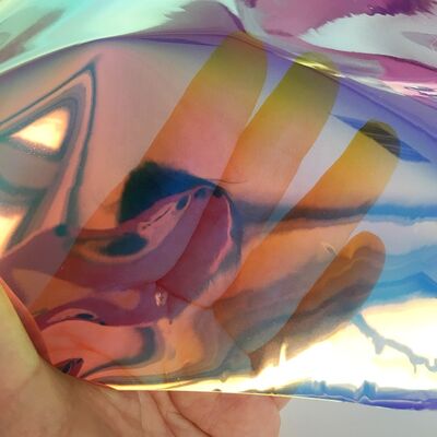 Transparent Rainbow Dichroic Iridescent PVC Film Plastic Sheet for Custom Size Raincoat and Decoration